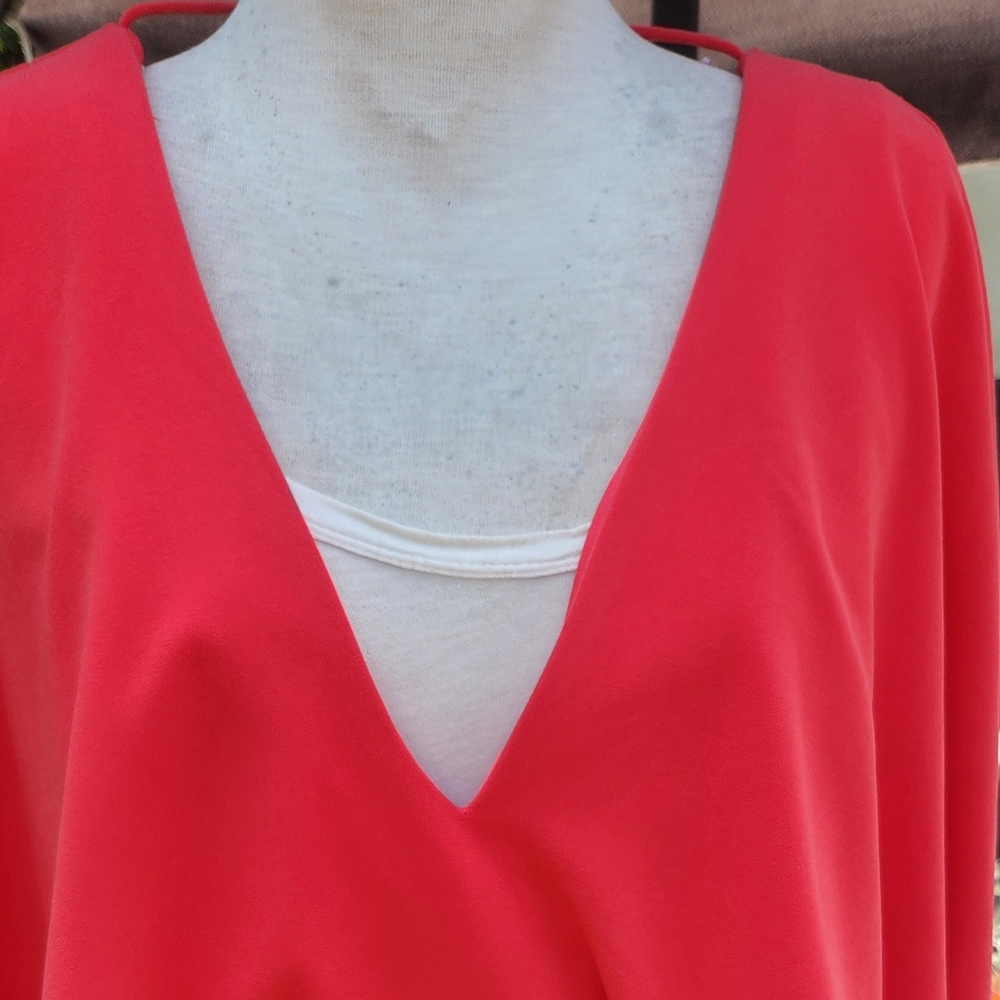 Halston Heritage Nwt Poppy Red DeepV-Neck Dress Sz 6